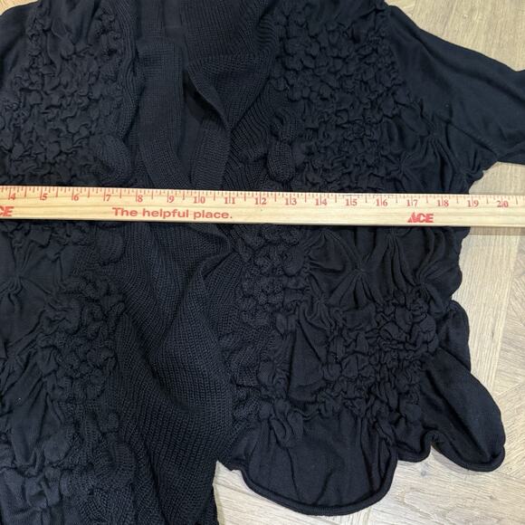 HIROKO KOSHINO Black Smocked Textured Cardigan Women's Size 40 US Small - Picture 9 of 10